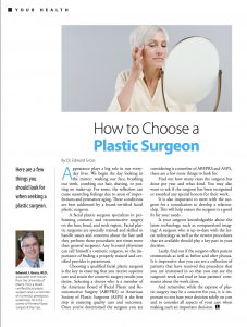 Your Health magazine: How to choose a plastic surgeon article written by Dr. Gross