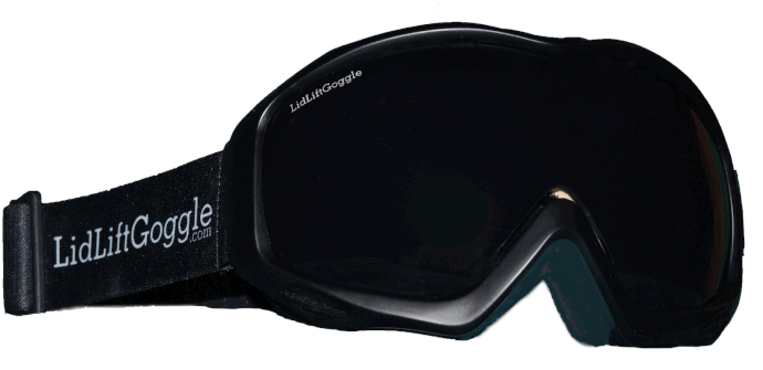The Lid Lift Goggles, a pair of black opaque goggles