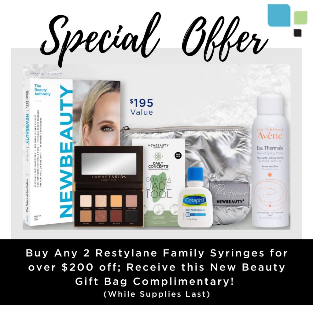 Image of small gift bag with makeup and beauty products