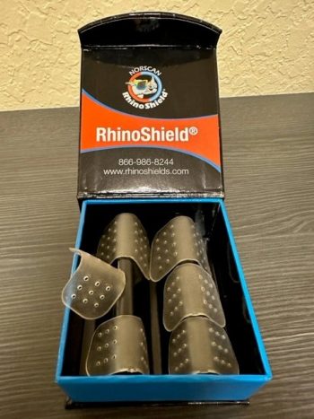 Box containing RhinoShield nose protectors