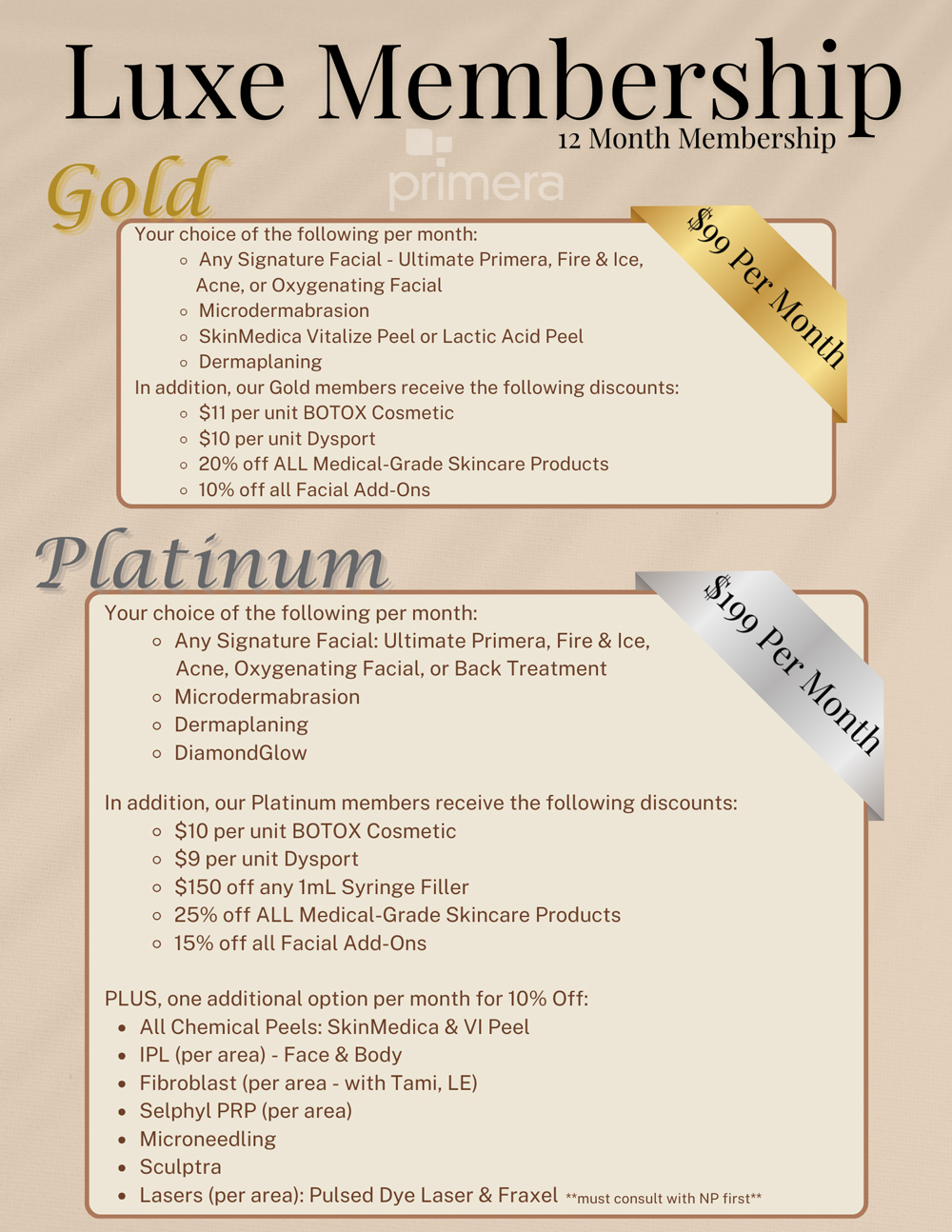 Luxe Membership perks