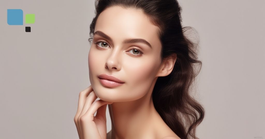 Woman with youthful skin after dermal fillers. (Model)