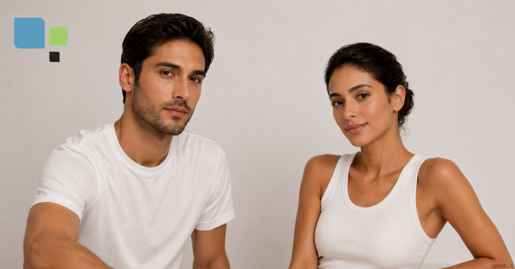 Man and woman highlighting rhinoplasty outcomes (models)